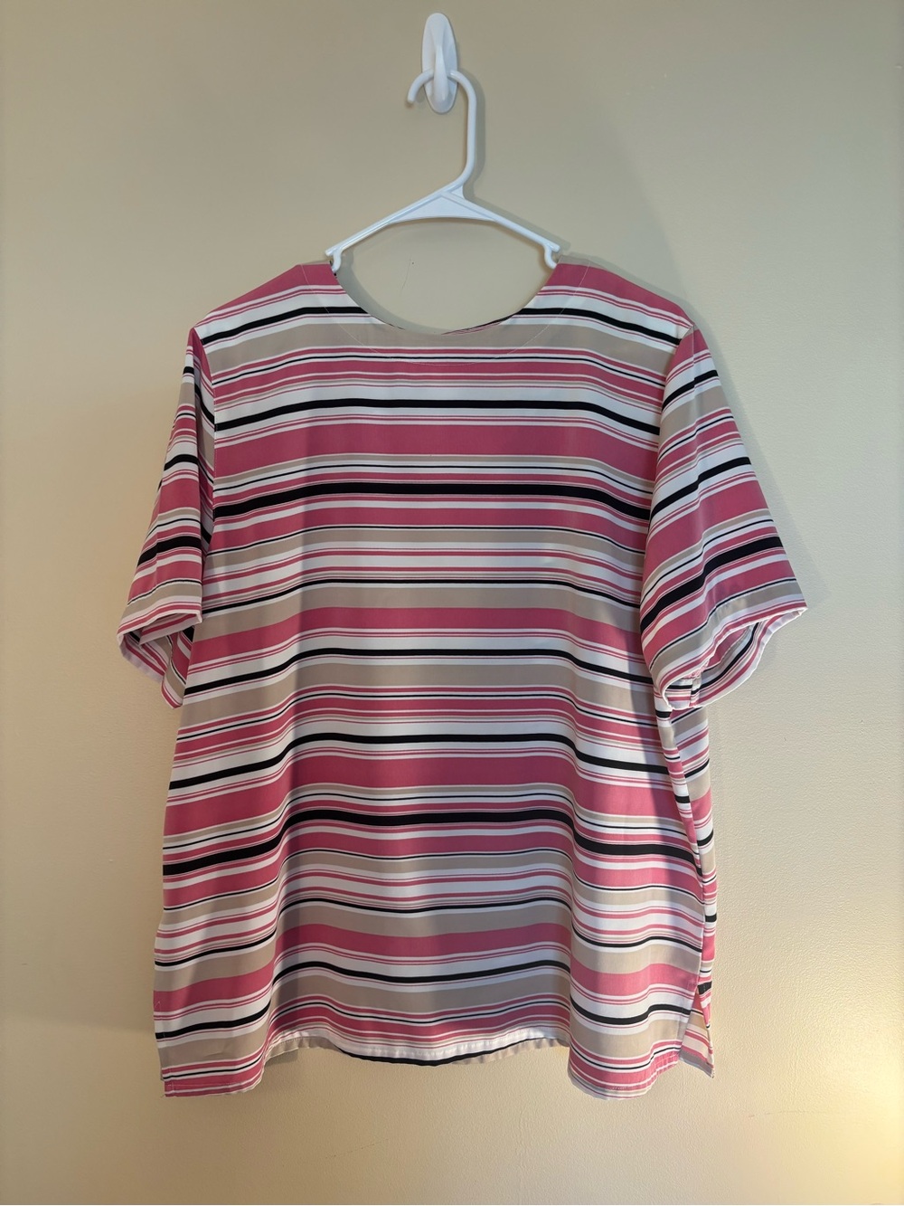 Alfred Dunner Pink and White Striped Short-Sleeve Tee